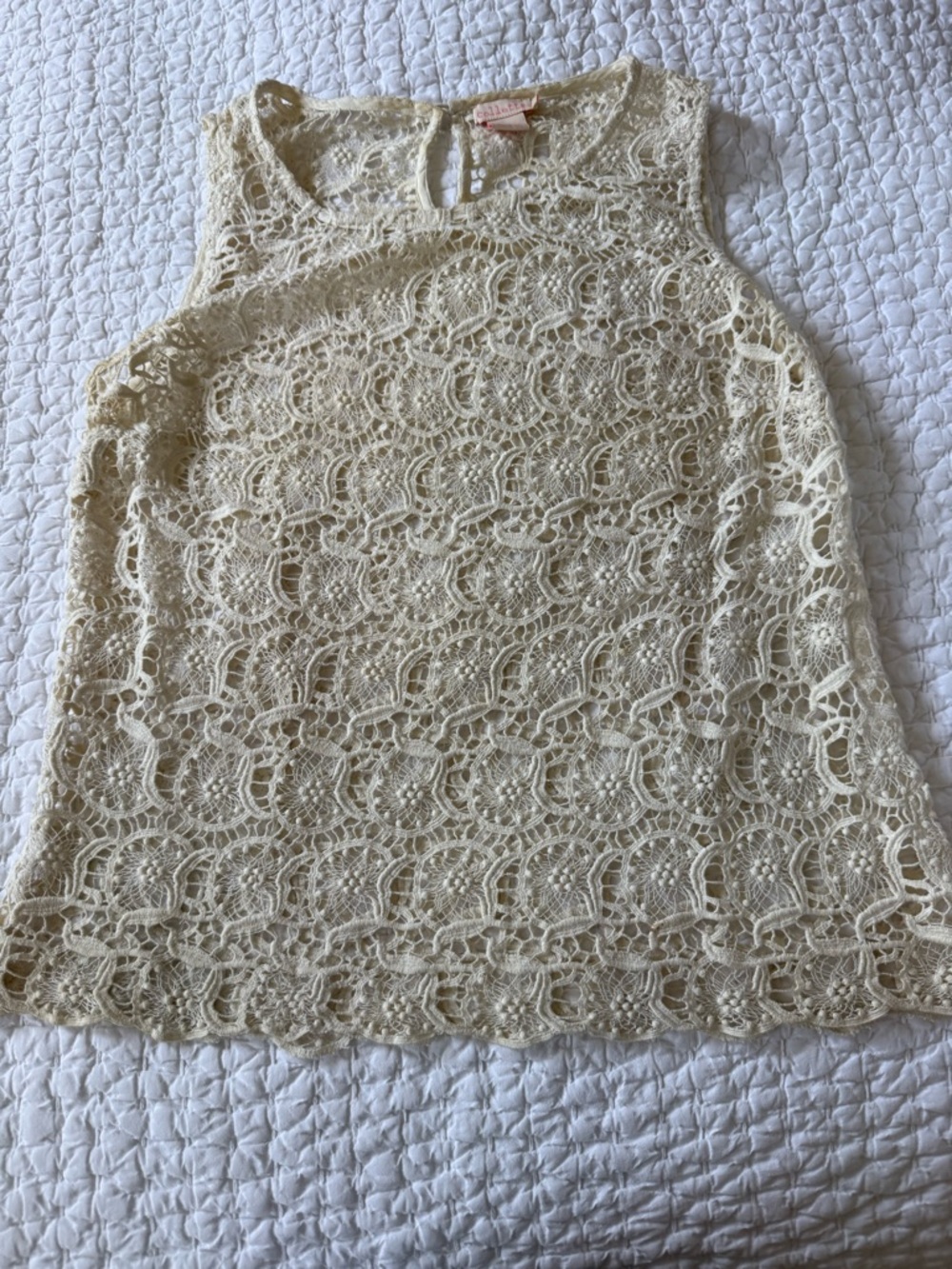 Collette Crocheted Lace Sleeveless Camisole in Cream